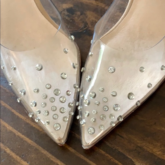 RAYE Clear Crystal Embellished Pointed Toe  Heels - Picture 4 of 8